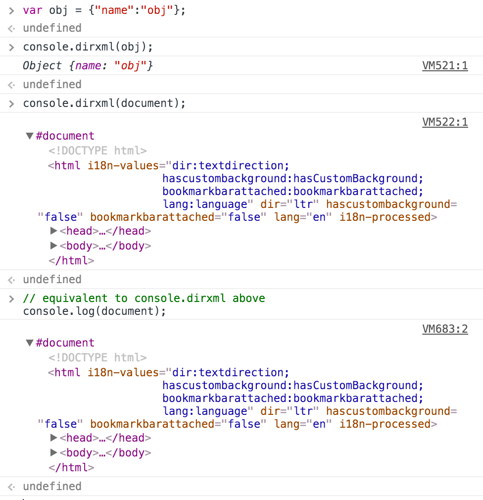 contoh console.dirxml()