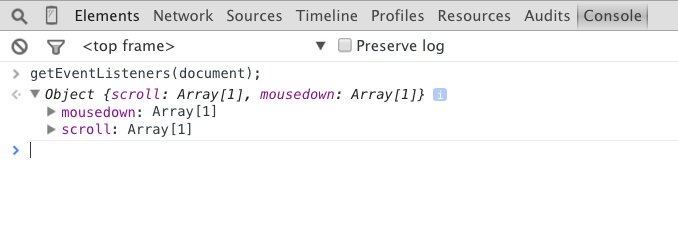 getEventListeners() 사용 시의 출력