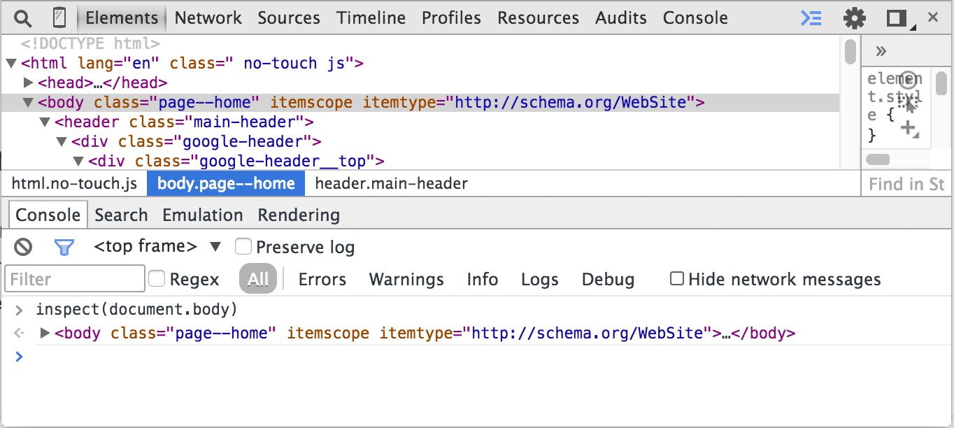 使用 inspect() 檢查文檔