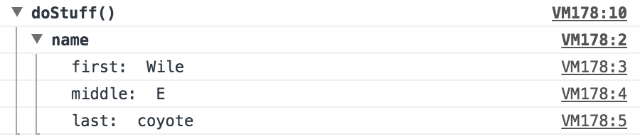 contoh console.group() tersarang