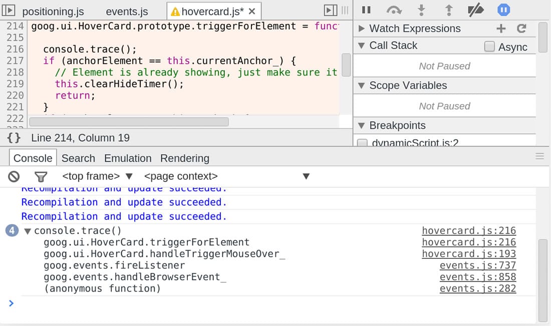 console.trace() example