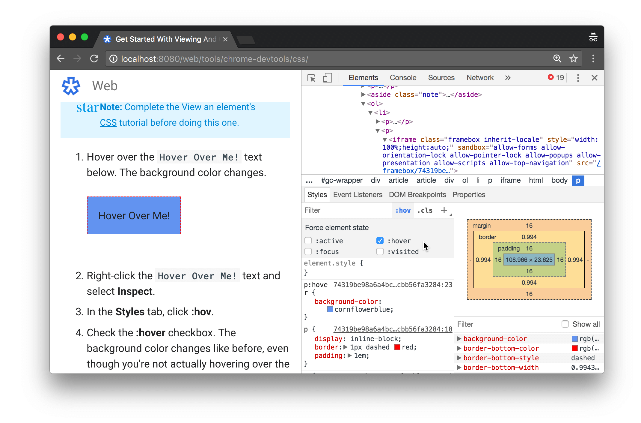 Toggling the hover pseudostate on an element