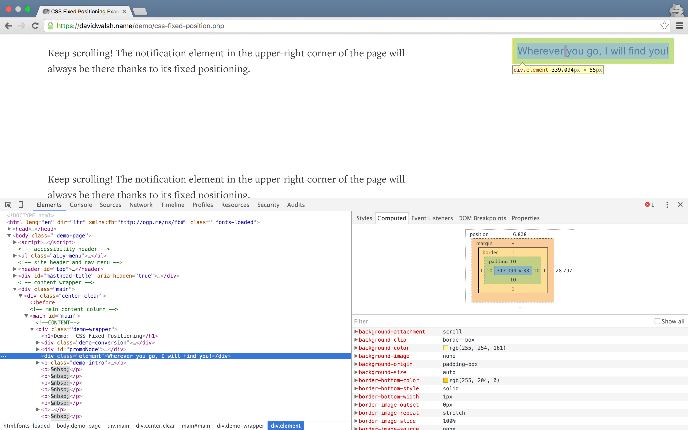 elemento calculado fixo