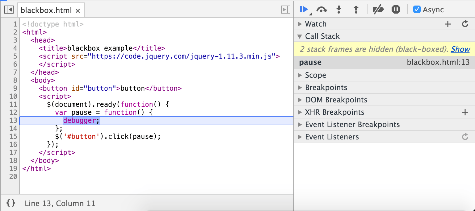 Tumpukan panggilan setelah kotak-hitam