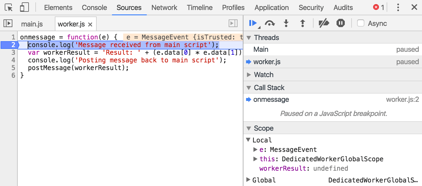 thread worker dalam fokus