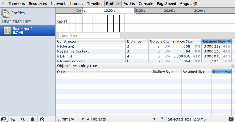 Cuplikan allocation profiler