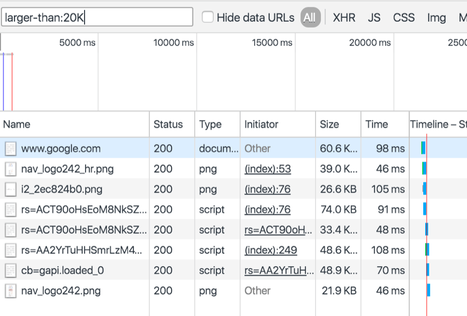 filtrar por tamanho do arquivo