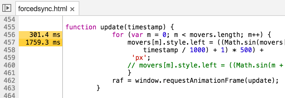 Definición de la función en el panel Sources