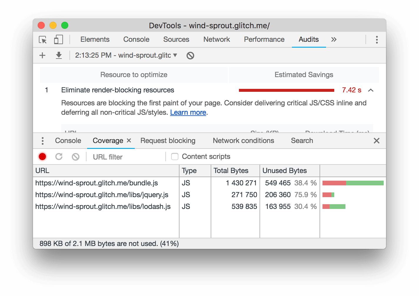 The Coverage report.
