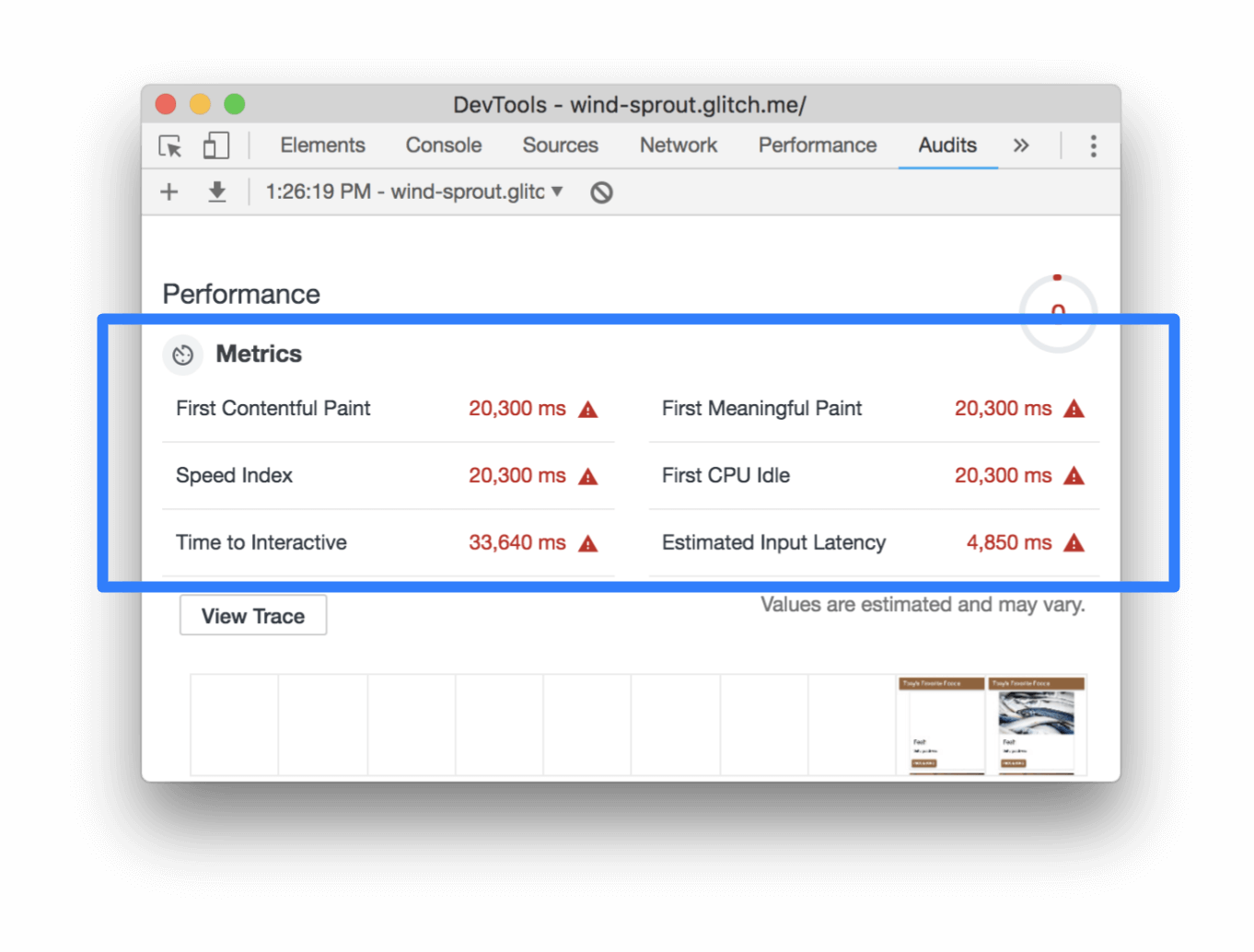 The Metrics section.