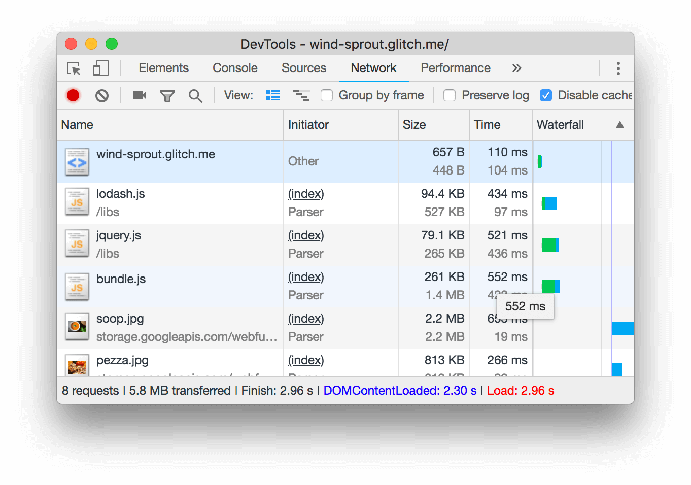 The Size column now shows 2 different values for text resources.